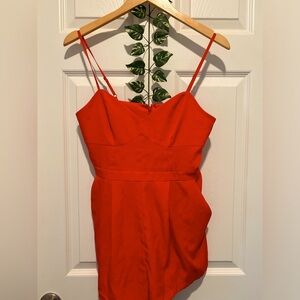 One-piece spaghetti strap, with pockets, size small, bright red ROMPER